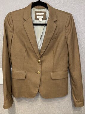 J.Crew Schoolboy Blazer Camel Wool Blend Gold Button Tailored Jacket Academia